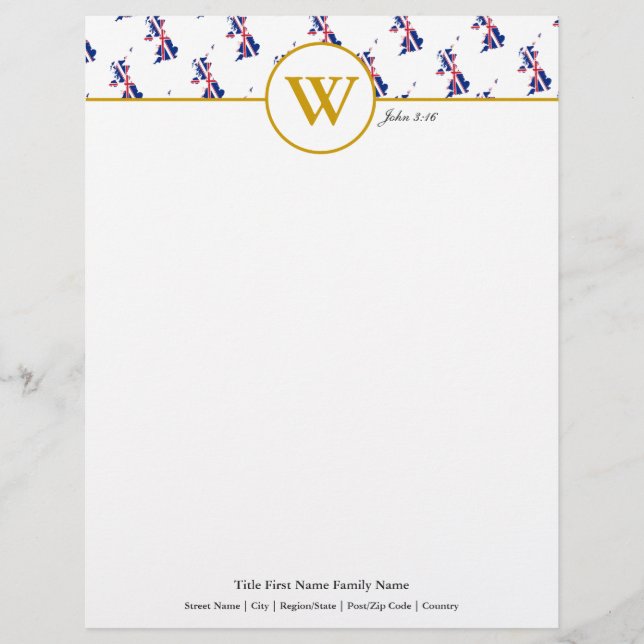 Lettre En-tête de la carte personnalisée UNION JACK UK (Devant)