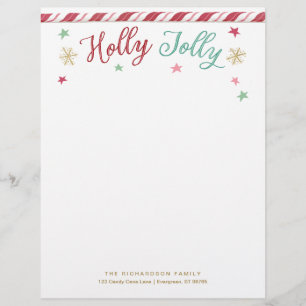 Lettre En-tête de Noël Holly Jolly personnalisée