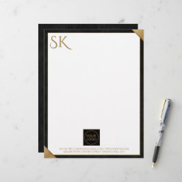 Lettre En-tête en cuir noir Monogramme du logo de l'entre