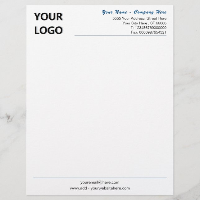 Lettre En-tête personnalisé de votre entreprise avec logo (Devant)