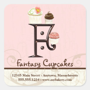 Lettre F Monogram Cupcake Logo Autocollants d'affa
