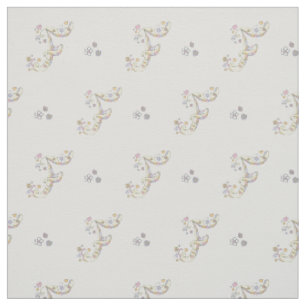 Lettre F monogramme fleurs texte tissu personnalis