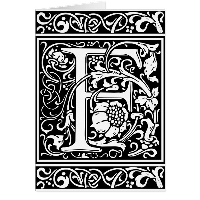 Lettre F Monogramme médiéval Art Nouveau (Devant)