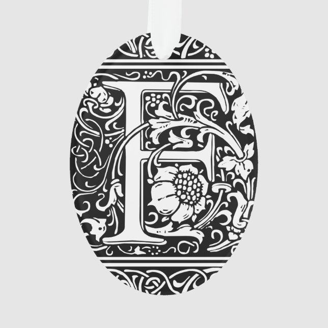 Lettre F Monogramme médiéval Art Nouveau (dos)