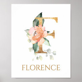 Lettre F Monogramme Peach rose Poster
