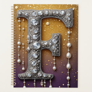 Lettre F scintillante avec goutte de paillettes do