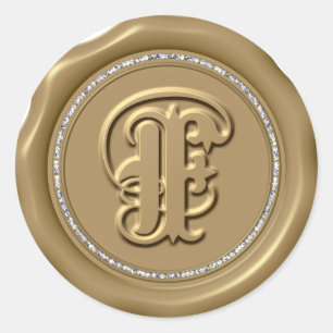 *~* Lettre F Stickers de cire dorée Cercle de diam