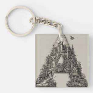 Lettre fantaisiste A avec châteaux dans le ciel li
