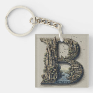 Lettre fantaisiste B avec des châteaux dans le cie