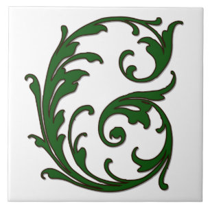 Lettre feuille G en carreaux Monogrammes verts