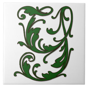 Lettre feuille Y en carreaux Monogrammes verts