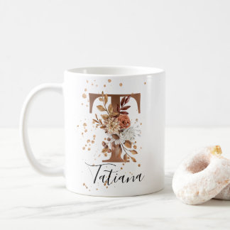 LETTRE FLEURIE DE COCOFFRE T MONogramme Café Mug