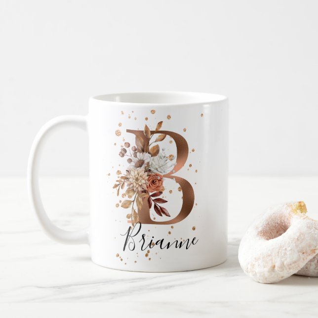 LETTRE FLEURIE DE COCOPIE B MONogramme Café Mug (Avec donut)
