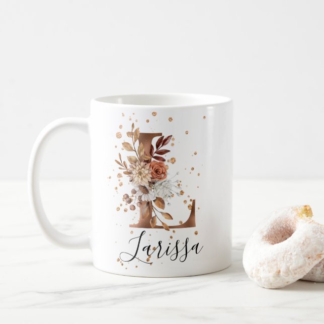 LETTRE FLEURIE DE COCOPIE L MONogramme Café Mug (Avec donut)