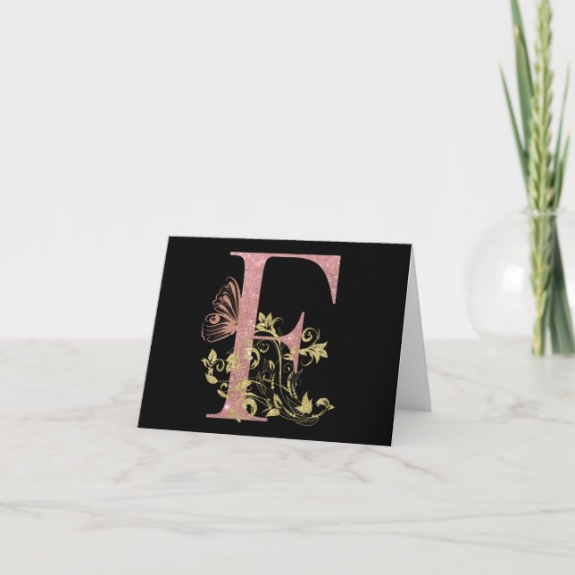 LETTRE FLEURIE Parties scintillant Rose F CARTE DE (Devant)