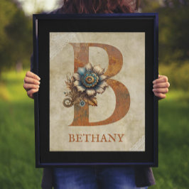 Lettre florale B Steampunk Poster