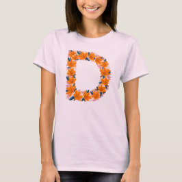 Lettre florale D T-shirt de base femme