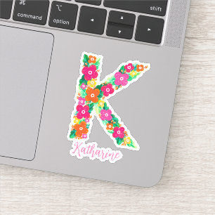Lettre florale K stickers vinyle coupé sur mesure