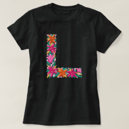Lettre florale L T-shirt de base femme