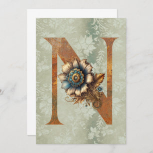 LETTRE Florale N NOTES CARTES vintages Steampunk