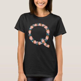 Lettre florale Q T-shirt de base femme