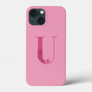 LETTRE Florale rose monogramme U coque iphone