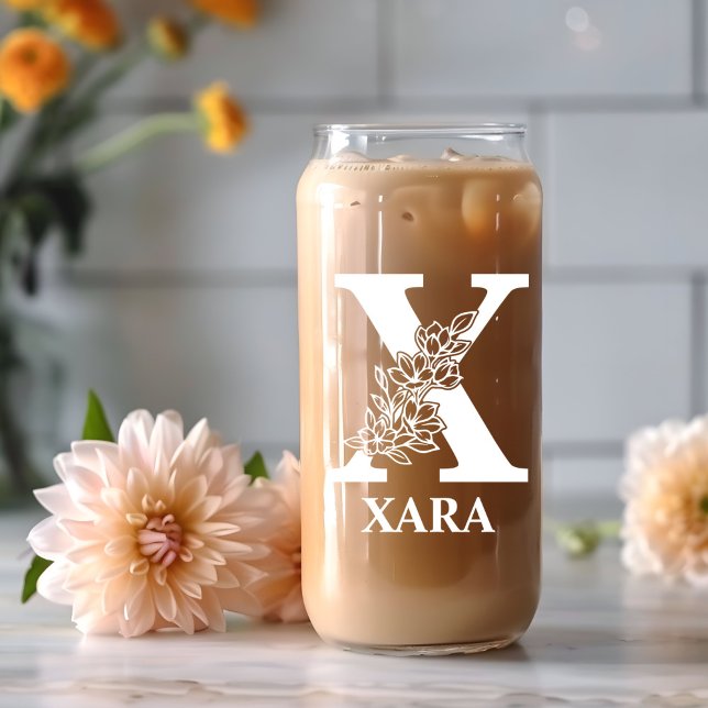 Lettre florale X Monogramme Nom personnalisé Blanc (Créateur téléchargé)