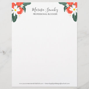 Lettre Fraise écriture florale nom moderne en-tête de let