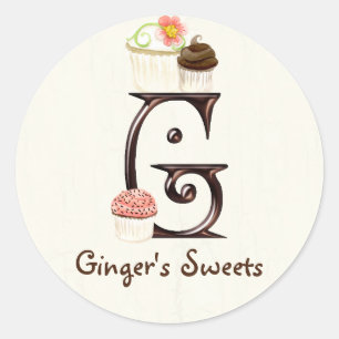 Lettre G Monogram Cupcake Logo Stickers d'entrepri