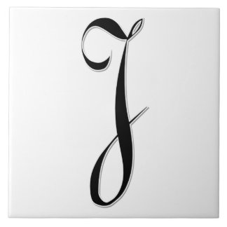 Lettre Geessele J en Carreaux Monogrammes noirs