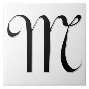 Lettre Geessele M en Carreaux Monogrammes noirs