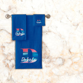 Lettre géométrique D corail rose monogramme bleu f