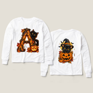 Lettre gothique A Citrouille d'Halloween & Chat No