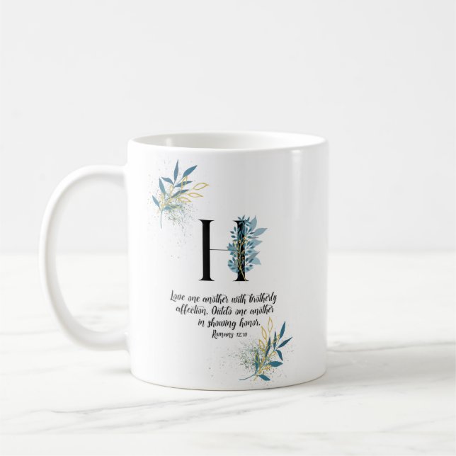 Lettre H, bible aquarelle citation mug (Gauche)