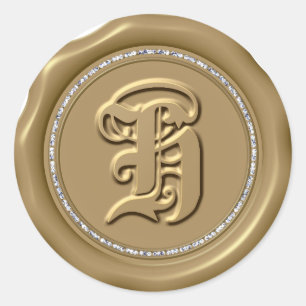*~* LETTRE H Cercle Diamant Stickers cire d'or