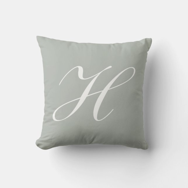 Lettre H Coussin de monogramme gris argenté (Recto)