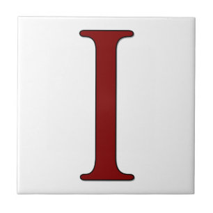 Lettre Helena I en carreaux Monogrammes rouges