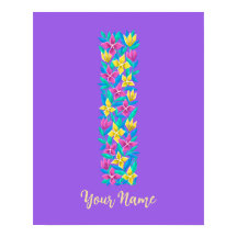 lettre I art mural floral personnalisé
