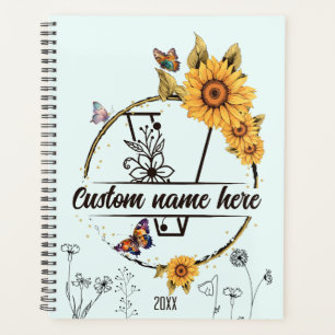 Lettre I aux papillons monogrammes de tournesol