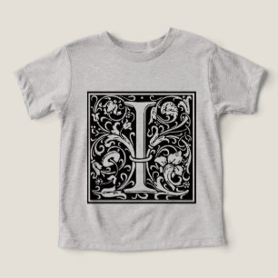 Lettre I Monogramme médiéval Art Nouveau