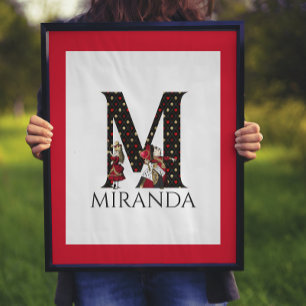 Lettre illustrée M Alice et Queen Impression mural