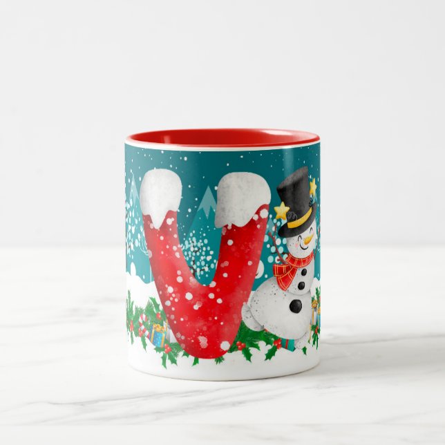 Lettre initiale de Noël Snowman Monogram Mug (Centre)