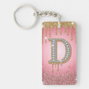 Lettre initiale diamant D or rose cadeau pour mama