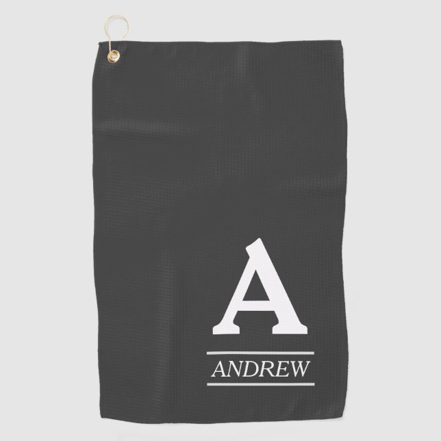 Lettre initiale élégante et serviette grise nommée (Devant)