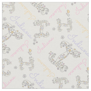 Lettre initiale I personnalisé tissu de nom Indian