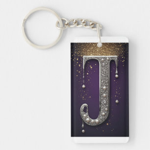 Lettre J en Rhinestone de Luxe avec Diamants et Pe