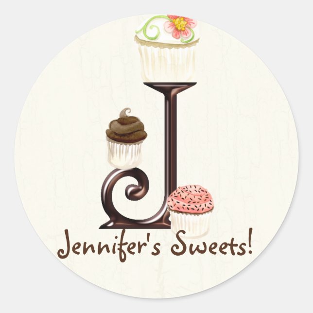 Lettre J Monogram Cupcake Logo Autocollants d'affa (Devant)