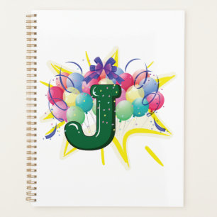 Lettre J Monogramme de Célébration avec Ballons