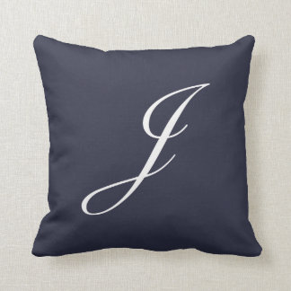 Lettre J Navy Coussin de monogramme bleu