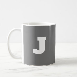 Lettre J Nom initial Mug Pour Lui Gris Gros